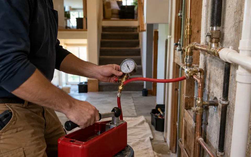 Leak detection Bolingbrook IL tech pressure testing water lines in a split level home